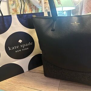 B#109 Kate Spade Black adorned with glittery trim Tote Bag